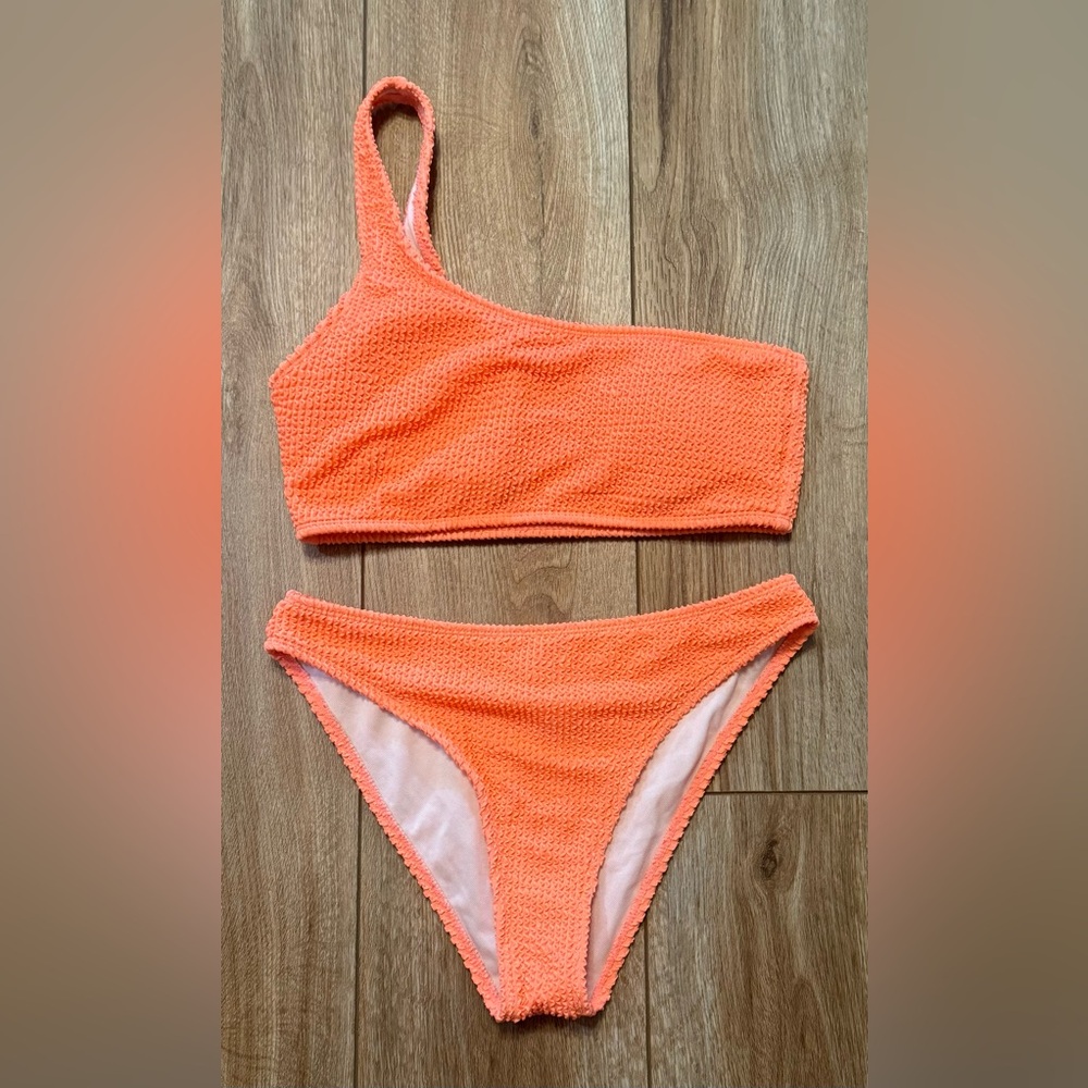 Orange One-Shoulder Bikini Set